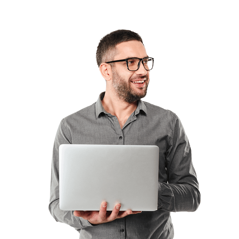 IT man holding his laptop